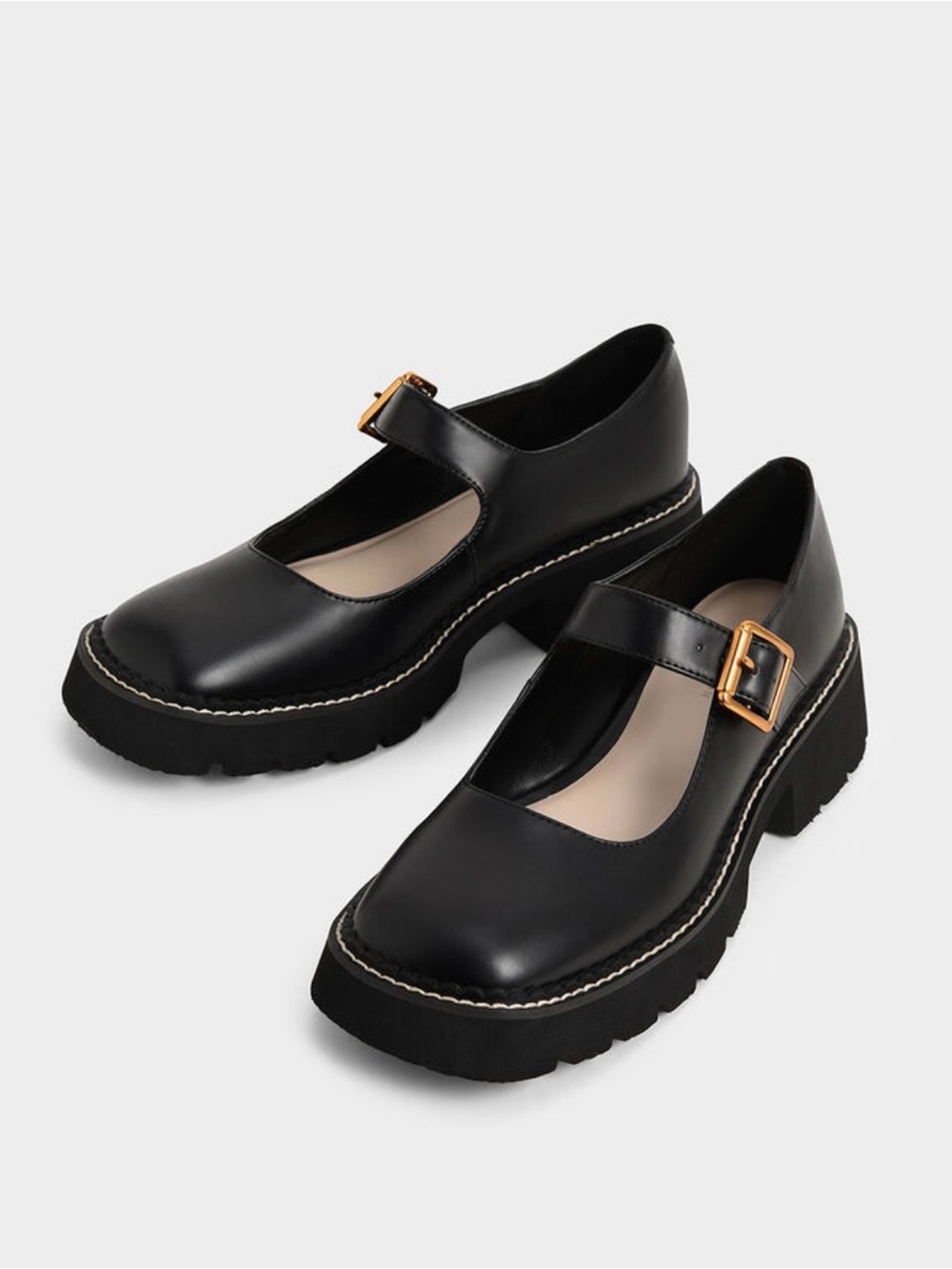 CHARLES & KEITH • Black Mary Janes w/ Metallic Buckle